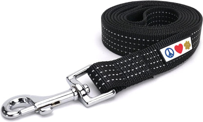 Reflective Lightweight Black Dog Leash - 6 Ft Durable Lead for Small Dogs and Puppies
