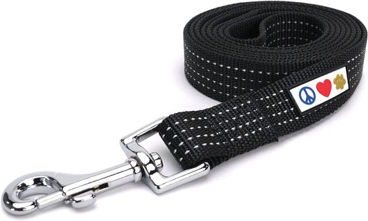 Reflective Lightweight Black Dog Leash - 6 Ft Durable Lead for Small Dogs and Puppies