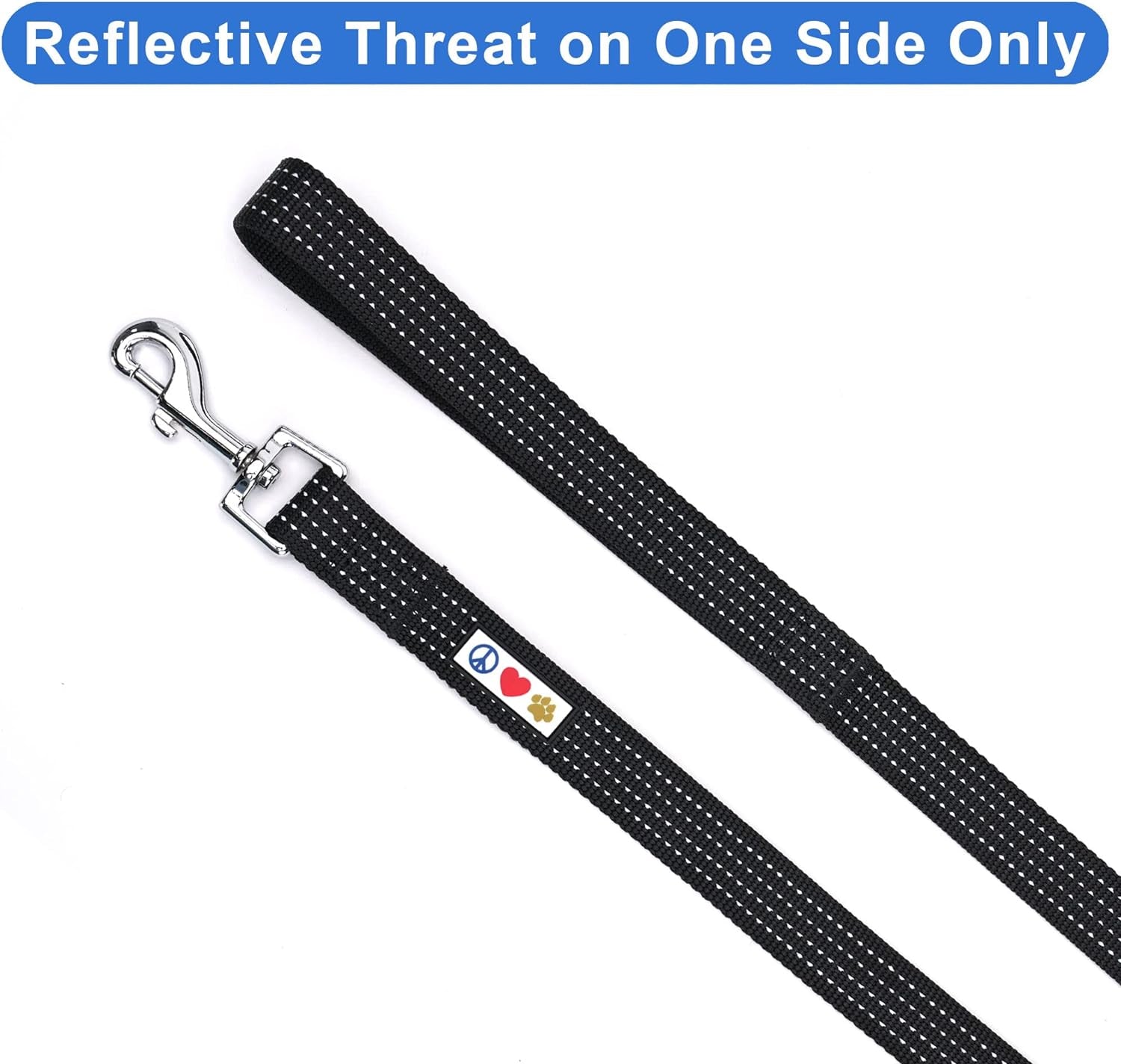 Reflective Lightweight Black Dog Leash - 6 Ft Durable Lead for Small Dogs and Puppies